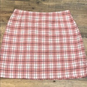 Pink plaid skirt